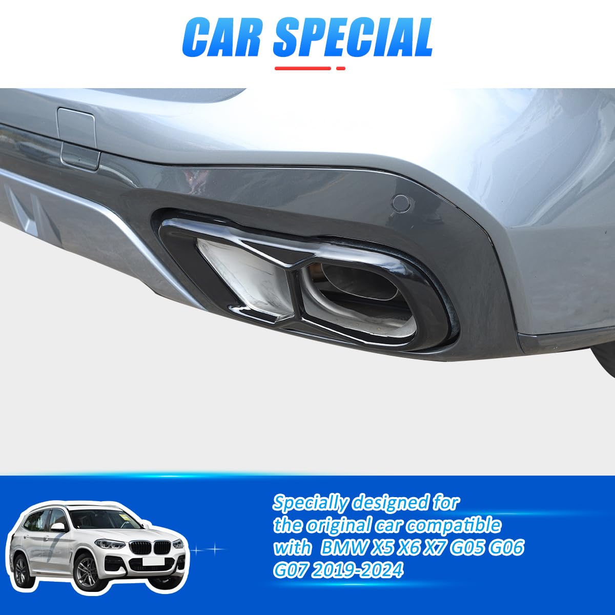 Stainless Steel Exhaust Muffler Tailpipe Trim Cover For BMW X5 X6